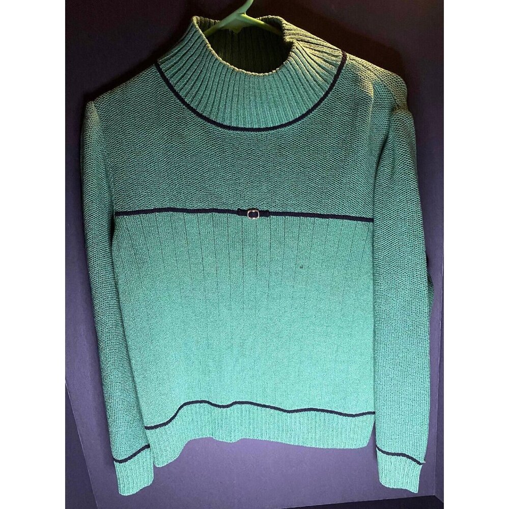 Vtg St John Sport Sweater Marie Gray Green Womens M Turtleneck - Picture 2 of 7